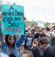 Após as recentes queimadas, manifestantes protestam em defesa da Amazônia durante a tarde deste domingo (25/08), na Zona Sul do Rio de Janeiro  Foto: MARINA VILELA/FRAMEPHOTO / Estadão