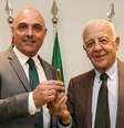 Galiotte e Del Grande em cerimônia de posse no Palmeiras  Foto: /Agência Palmeiras / Fabio Menotti