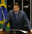 Foto de arquivo de 02/02/2019 do senador Reguffe (DF) discursando na tribuna do Senado, no Congresso nacional, em Brasília. O parlamentar anunciou sua anunciou filiação ao Podemos. Com isso, o partido passa a ter 10 parlamentares no Senado e se torna a segunda maior bancada na Casa - atrás do MDB, que tem 13 senadores. Reguffe estava sem partido desde 2016, quando deixou o PDT  Foto: DIDA SAMPAIO / Estadão Conteúdo