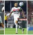 Da esquerda para a direita, Pedrinho (Corinthians), Daniel Alves (São Paulo) e Gabigol (Flamengo)  Foto: Estadão Conteúdo