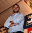 Matteo Salvini durante um comício em Gênova, na Itália  Foto: ANSA / Ansa - Brasil