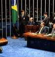 Dilma discursa durante julgamento do impeachment no Senado em agosto de 2016  Foto: AFP Getty / BBC News Brasil