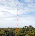 The Amazon Tall Tower (ATTO), torre de mediação atmosférica em Manaus utilizada pelos cientistas do projeto GoAmazon  Foto: Jorge Saturno / BBC News Brasil