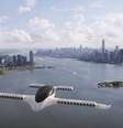 Ilustração de um avião Lilium voando perto de Nova York  Foto: Lilium / BBC News Brasil