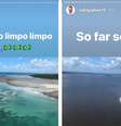 De um helicóptero, o superintendente do Ibama na Bahia, Rodrigo Alves, afirma que praias da região estão limpas  Foto: BBC News Brasil
