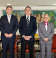 O ex-ministro da Secretaria Geral da Presidência Gustavo Bebianno, o presidente Jair Bolsonaro e o General Maynard Marques de Santa Rosa em janeiro deste ano no Palácio do Planalto.  Foto: Alan Santos/Presidência da República / Estadão Conteúdo