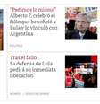 Clarín publicou texto de correspondente no Brasil e fala do presidente argentino recém-eleito, que comemorou possibilidade de soltura de Lula  Foto: Reprodução / BBC News Brasil