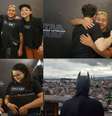 Encontro de J. J. Abrams com o quarteto fundador da PerifaCon. Na última foto, um jovem aparece vestido de Batman enquanto olha para o horizonte do Capão Redondo, periferia de São Paulo.  Foto: PerifaCon / Divulgação / Estadão Conteúdo
