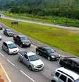 Congestionamento na Mogi-Bertioga para o litoral.  Foto: DER-SP/Divulgação / Estadão