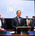 Governador de São Paulo, João Doria, esteve presente no leilão do lote de rodovias estaduais Piracicaba-Panorama na Bolsa de Valores  Foto: Governo de São Paulo/ Divulgação / Estadão Conteúdo
