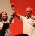 Gleisi Hoffmann e José Dirceu durante o primeiro dia de evento em comemoração aos 40 anos do Partido dos Trabalhadores (PT), no Circo Voador, na Lapa, zona central do Rio de Janeiro  Foto: Dikran Junior / Futura Press