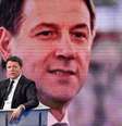 Matteo Renzi com a imagem de Giuseppe Conte ao fundo, no programa 'Porta a Porta'  Foto: ANSA/ALESSANDRO DI MEO / Ansa - Brasil