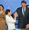 O presidente da Republica, Jair Bolsonaro, participa da cerimônia de posse de Regina Duarte na Secretaria Especial da Cultura do Ministério do Turismo  Foto: RENATO COSTA /FRAMEPHOTO / Estadão Conteúdo