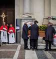 Funeral sem público de vítima do novo coronavírus em Bergamo, norte da Itália  Foto: ANSA / Ansa