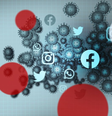 Graphic of social media and virus  Foto: BBC News Brasil