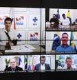 Bolsonaro, ministros e parlamentares realizam videoconferência com governadores da região Norte  Foto: Isac Nóbrega / PR