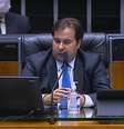 Rodrigo Maia durante a primeira sessão virtual da Câmara. Ele e alguns parlamentares estavam na Casa  Foto: TV Câmara / Reprodução / Estadão Conteúdo
