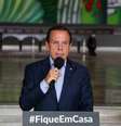 O governador João Doria, durante coletiva de imprensa no Palácio dos Bandeirantes sobre a pandemia do coronavírus  Foto: DIVULGAÇÃO/GOVERNO SP / Estadão Conteúdo
