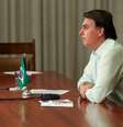Bolsonaro participou da videoconferência com religiosos de uma sala no Palácio da Alvorada, residência oficial da Presidência da República  Foto: Marcos Côrrea / Presidência da República 