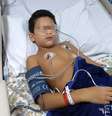L., de 9 anos, na UTI de hospital do subúrbio do Rio, por causa do coronavírus  Foto: Divulgação