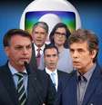 Bolsonaro e Teich à frente dos globais William Bonner, Renata Vasconcellos e César Tralli: o presidente e a imprensa travam batalha paralela à guerra contra a covid-19  Foto:  (Fotos: José Dias / Presidência da República, Alan Santos / Presidência da República e Reproduções) / Fotomontagem: Blog Sala de TV