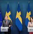 O primeiro-ministro da Suécia, Stefan Lofven, fala ao lado da ministra das Relações Exteriores da Suécia, Ann Linde, durante uma coletiva de imprensa sobre a situação do coronavírus (COVID-19), em Estocolmo  Foto: Pontus Lundahl / Reuters