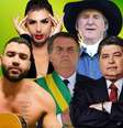 Bolsonaro entre Gusttavo Lima, Agustin Fernandez, Sérgio Reis e José Luiz Datena: defesa do presidente nas redes sociais e na mídia ...  Foto: Divulgação e Reprodução / Fotomontagem: Blog Sala de TV