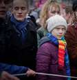 Greta Thunberg em manifestação em Bruxelas, em 6 de março  Foto: EPA / Ansa