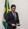 O ministro da Justiça e Segurança Pública, Sergio Moro, durante anúncio de sua saída do governo  Foto: Gabriela Biló / Estadão Conteúdo