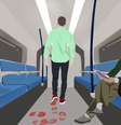 Ilustração de homem caminhando em vagão de trem  Foto: BBC News Brasil