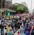 Manifestação contra o governo de Jair Bolsonaro e a favor da democracia na avenida Paulista  Foto: Léo Orestes/Framephoto / Estadão Conteúdo