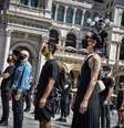Flash mob de artistas em Milão para pedir ajuda do governo à indústria do entretenimento  Foto: ANSA / Ansa