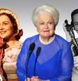 Olivia de Havilland aos 26 anos, como Melanie em E o Vento Levou; no Oscar de 2003, prestes a completar 87; e ao ganhar a segunda estatueta, em 1950  Foto: Reprodução
