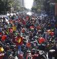Motoboys e entregadores de aplicativos como IFood, Rappi, Loggi e Uber Eats protestam na Avenida Paulista, próximo ao Museu de Arte de São Paulo (Masp), na região central de São Paulo (SP).  Foto: Alex Silva  / Estadão Conteúdo