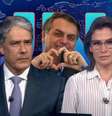 Mais contido, Bolsonaro ganhou um afago da Globo na bancada ocupada por seu 'inimigo' William Bonner e Renata Vasconcellos  Foto: Reproduções