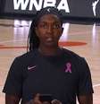 Elizabeth Williams, do Atlanta Dream, fez o discurso em nome das jogadoras  Foto: Reprodução/Twitter/Atlanta Dream / Estadão