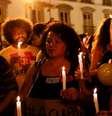 Protesto contra violência policial no Rio de Janeiro: "vítimas são na grande maioria a população negra, jovem, favelada"   Foto: DW / Deutsche Welle