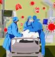 Ilustração de pessoa em leito de hospital, ao lado de três profissionais de saúde e aparelhos  Foto: BBC News Brasil