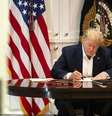 Donald Trump na suíte presidencial do hospital militar Walter Reed, em Maryland  Foto: EPA / Ansa