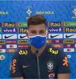Bruno Guimarães, em coletiva pela seleção brasileira na Granja Comary  Foto: Reprodução/CBF / Estadão