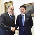 Eugenio Gaudio com o premiê da Itália, Giuseppe Conte  Foto: Ansa / Ansa - Brasil