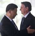 Bolsonaro e o presidente chinês, Xi Jinping, se cumprimentam em Brasília, em cúpula do Brics em 2019
14/11/2019
REUTERS/Adriano Machado  Foto: Reuters