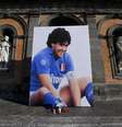 Cartaz em homenagem a Maradona em Nápoles, sul da Itália  Foto: ANSA / Ansa - Brasil