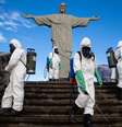 Cristo Redentor passa por sanitização, em 13 de agosto de 2020  Foto: ANSA / Ansa