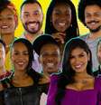 Acima, Lumena, Gilberto, Camilla e João Luiz; abaixo, Nego Di, Karol, Lucas, Pocah e Projota: representatividade inédita no ‘BBB’  Foto: Divulgação