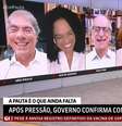 Aline Midlej aplaude o colega Jorge Pontual (terceiro no telão) por aderir ao ‘branco da paz’  Foto: Reprodução