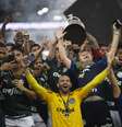 Jogadores do Palmeiras comemoram conquista da Libertadores  Foto: Mauro Pimentel / Reuters