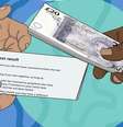 Ilustração de alguém pagando por um certificado de teste negativo  Foto: ELLA BYWORTH/BBC / BBC News Brasil
