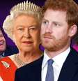 A rainha Elizabeth e o príncipe Harry entre o comediante James Corden e a apresentadora Oprah Winfrey: a mídia usada mais uma vez para desafiar o poder da monarquia  Foto: Fotomontagem: Blog Sala de TV