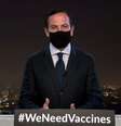 Doria falou de um palanque com a hashtag em inglês WeNeedVaccines, ou PrecisamosDeVacinas.  Foto: BBC News Brasil